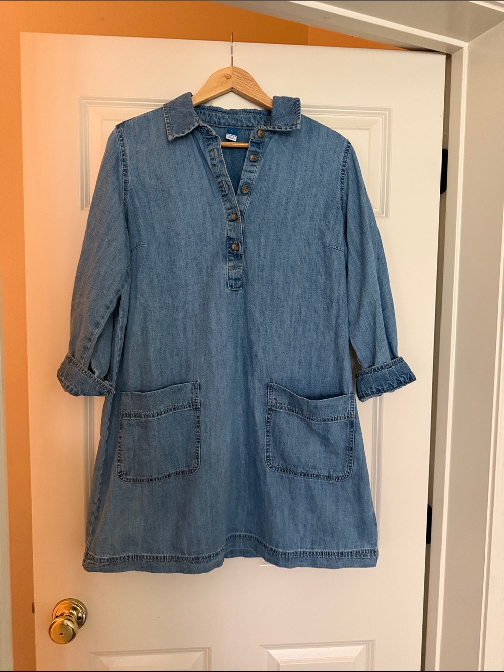Old navy Denim Tunic Dress with Front Pockets - Light Blue